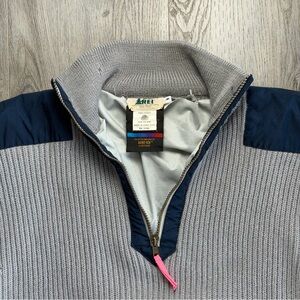 Vintage REI Sweater Mens Medium Gray Wool XCR 1/4 Zip‎ Lined Ski Pullover 90s